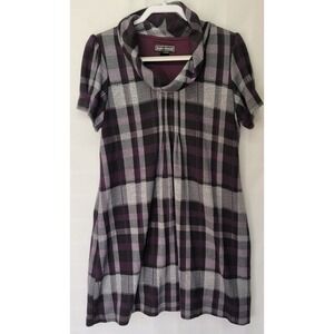 J H Womens NWT Size L Red‎ Plaid Cowl Neck Dress